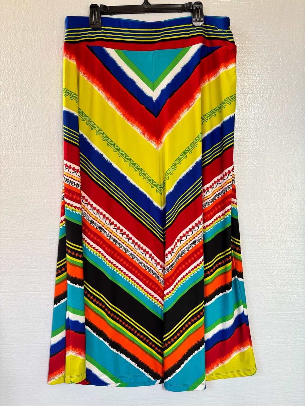 John Paul Richard XL Colorful Chevron Stripe Maxi Skirt Boho Festival